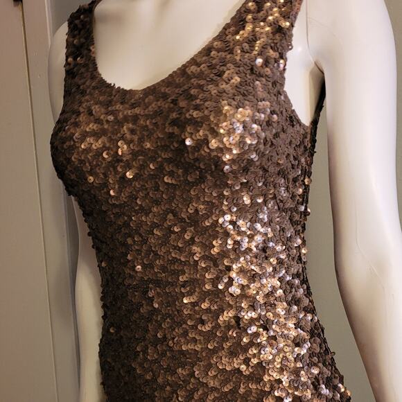 Amber Blue Gold Sequin Party Dress Small Slip Bodycon Cocktail Prom Holiday Sexy - Picture 2 of 11